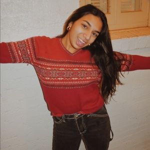 small red sweater